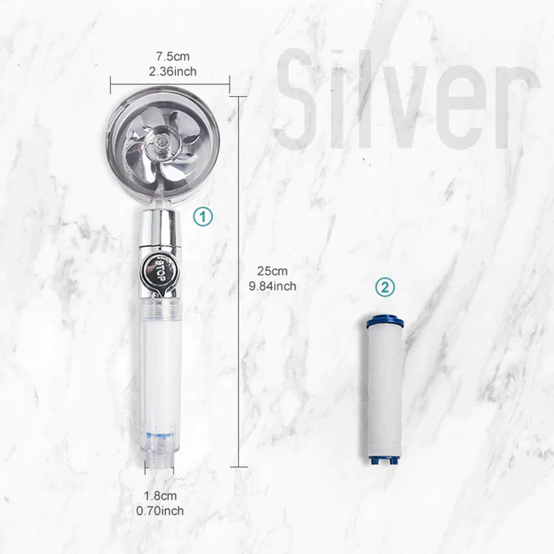 Turbo 360 Degrees Rotated Fan Shower Head High Pressure Water Saving Spray Adjustable Showerhead Filters Bathroom Accessories