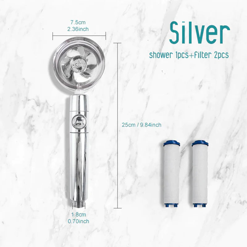 Turbo 360 Degrees Rotated Fan Shower Head High Pressure Water Saving Spray Adjustable Showerhead Filters Bathroom Accessories