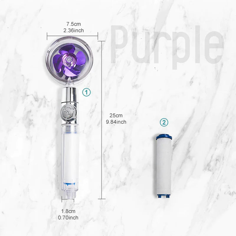 Turbo 360 Degrees Rotated Fan Shower Head High Pressure Water Saving Spray Adjustable Showerhead Filters Bathroom Accessories