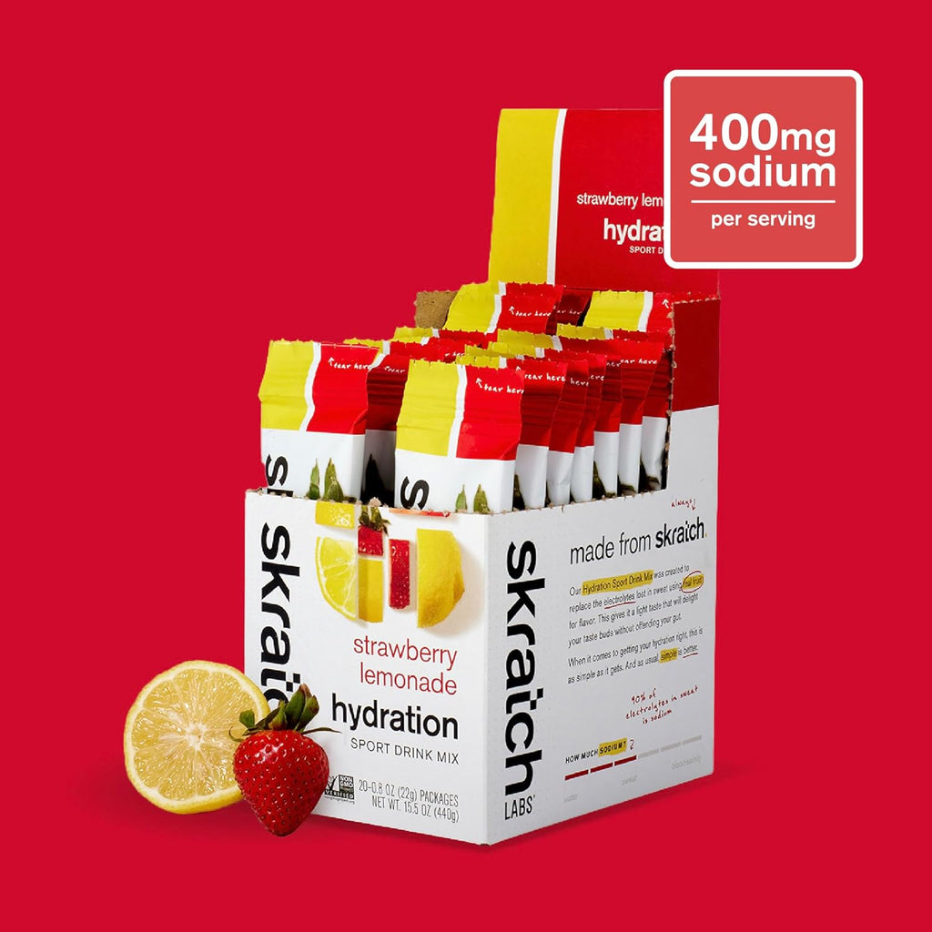 Hydration Packets Hydration Drink Mix, Strawberry Lemonade (20Ct) - Electrolyte Powder Developed for Athletes and Sports Performance, Gluten Free, Vegan, Kosher
